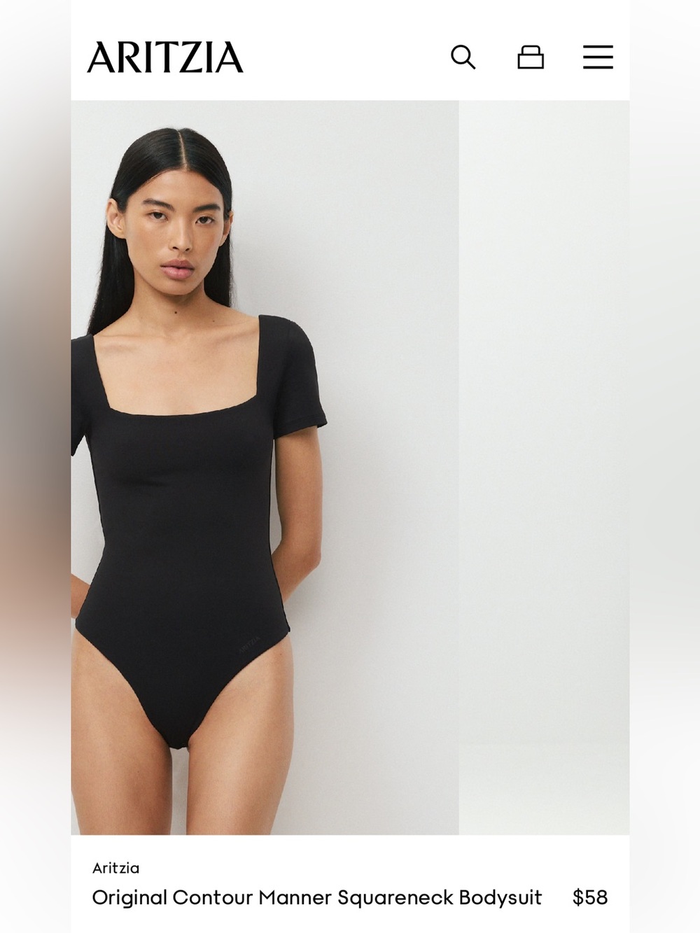 Babaton Black Squareneck Contour Bodysuit